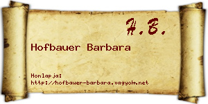 Hofbauer Barbara névjegykártya